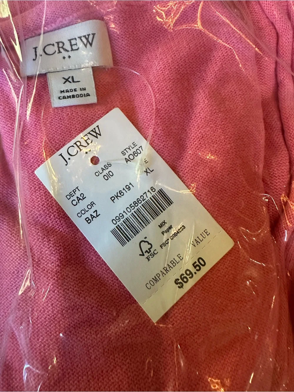 SALE! NWT!! J Crew Women's Pink Linen Blend Beach Sweater XL